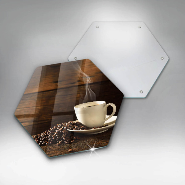 Tagliere in vetro Tazzina da caffè in legno