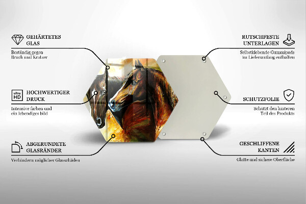 Tagliere in vetro temperato Animali cavalli