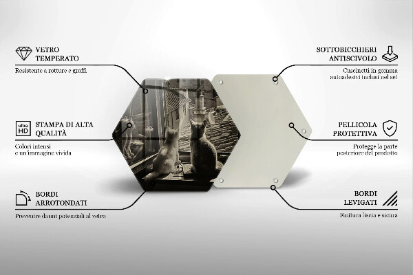 Tagliere in vetro Città e finestra dei gatti