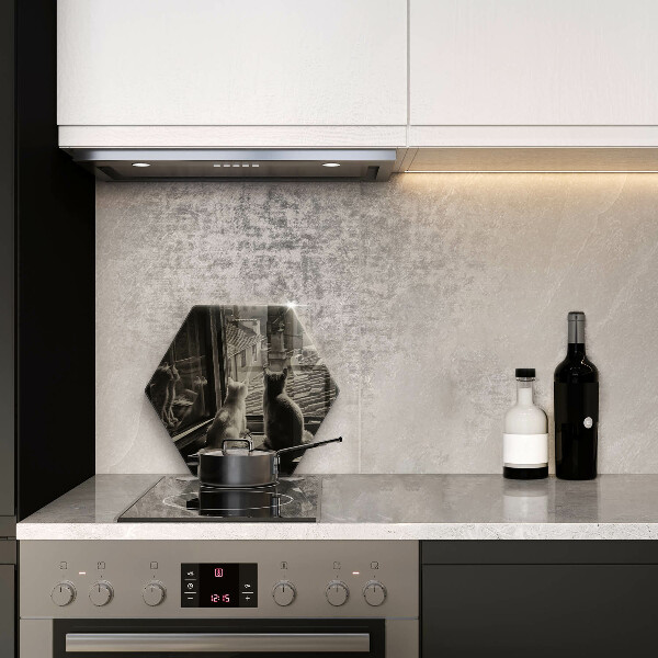 Tagliere in vetro Città e finestra dei gatti