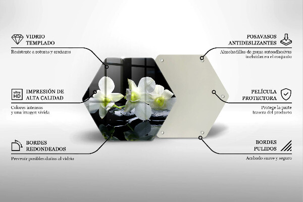 Tagliere in vetro Fiori bianchi nell'acqua Zen