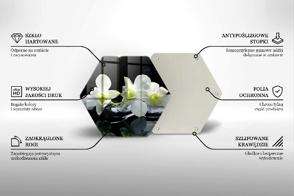 Tagliere in vetro Fiori bianchi nell'acqua Zen