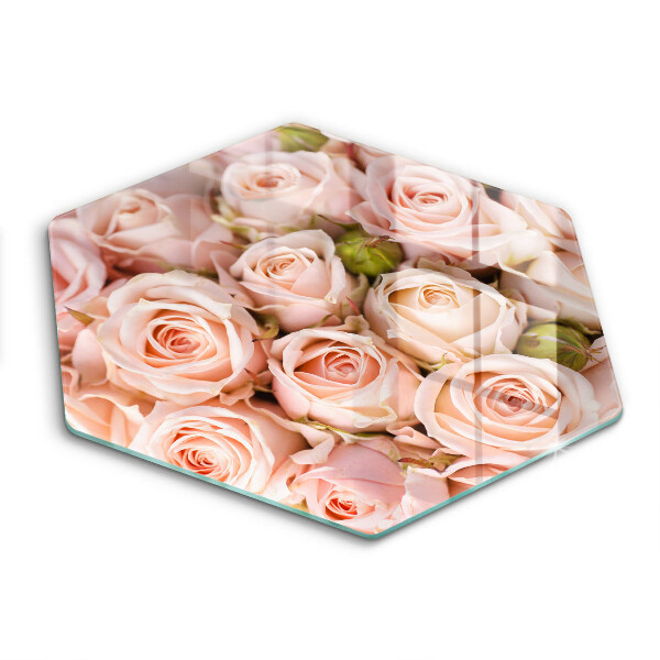 Tagliere in vetro Bouquet di rose delicate