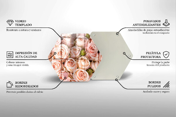 Tagliere in vetro Bouquet di rose delicate