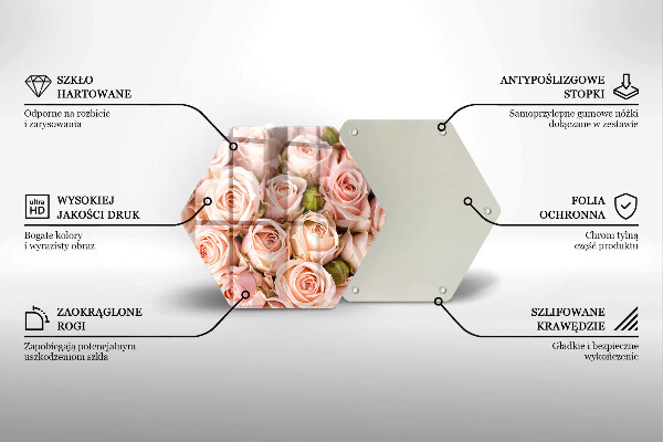 Tagliere in vetro Bouquet di rose delicate