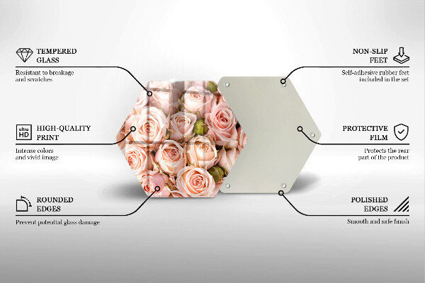 Tagliere in vetro Bouquet di rose delicate