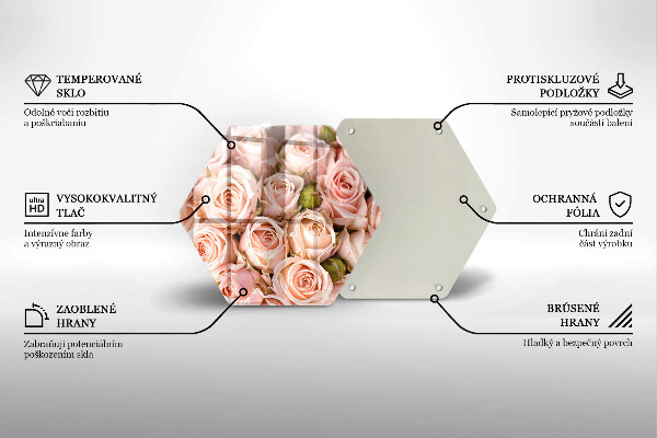 Tagliere in vetro Bouquet di rose delicate