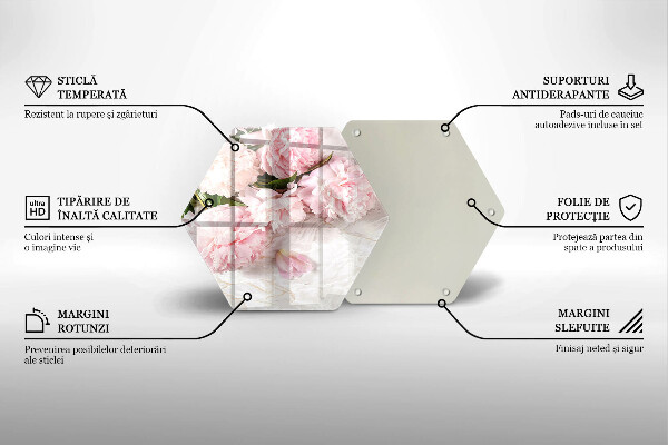 Tagliere in vetro Delicati fiori di rose