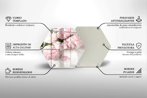 Tagliere in vetro Delicati fiori di rose