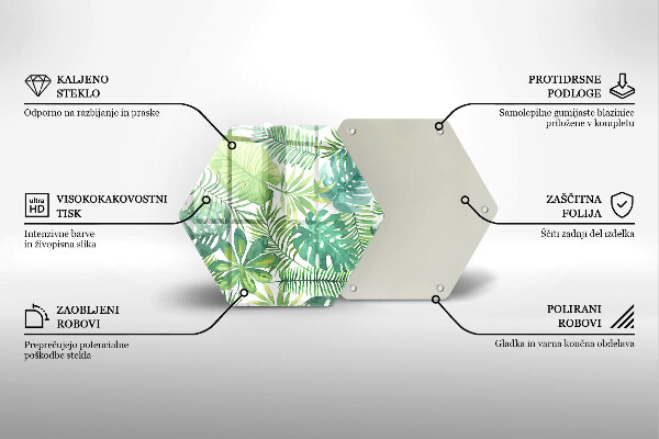 Tagliere in vetro Foglie boho dell'acquerello