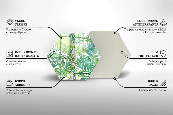 Tagliere in vetro Foglie boho dell'acquerello