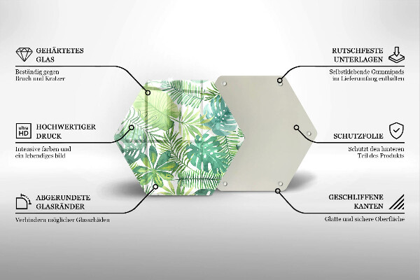 Tagliere in vetro Foglie boho dell'acquerello