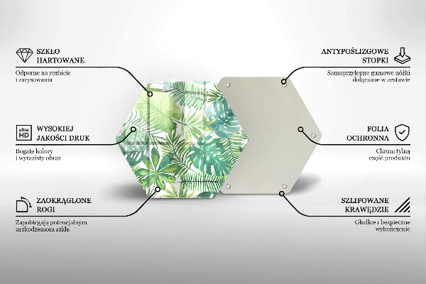 Tagliere in vetro Foglie boho dell'acquerello