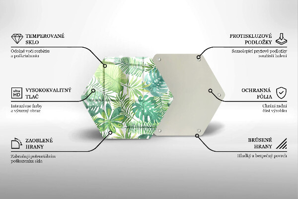 Tagliere in vetro Foglie boho dell'acquerello