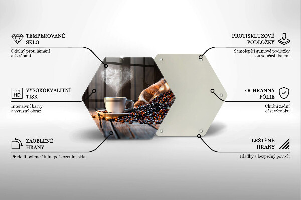 Tagliere in vetro Tazza e cuore di caffè