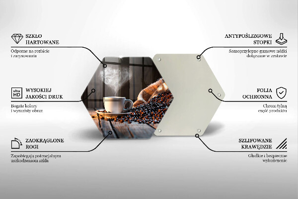 Tagliere in vetro Tazza e cuore di caffè