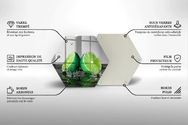 Tagliere in vetro Lime succosi e acqua