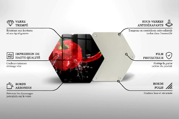 Tagliere in vetro Peperoni rossi in acqua