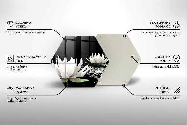 Tagliere in vetro Gigli bianchi sull'acqua