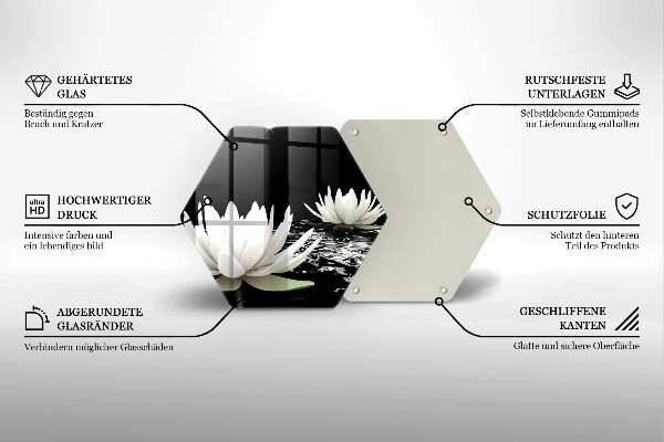 Tagliere in vetro Gigli bianchi sull'acqua