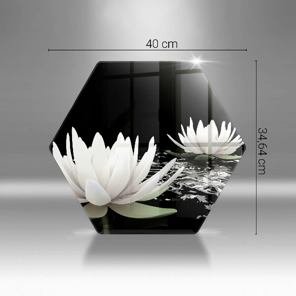 Tagliere in vetro Gigli bianchi sull'acqua