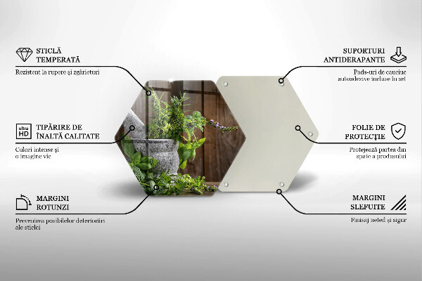 Tagliere in vetro Piante erbe e legno