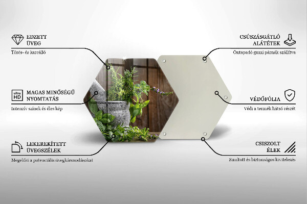 Tagliere in vetro Piante erbe e legno