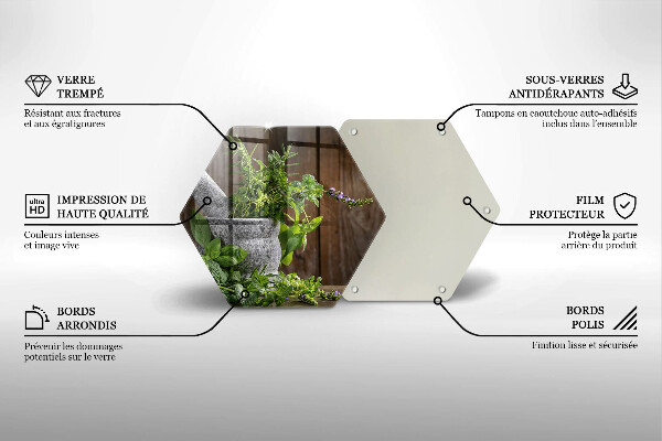 Tagliere in vetro Piante erbe e legno