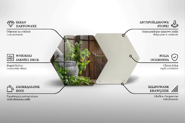 Tagliere in vetro Piante erbe e legno