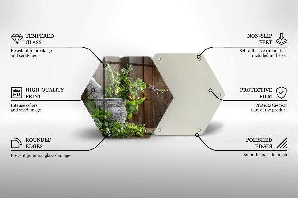 Tagliere in vetro Piante erbe e legno