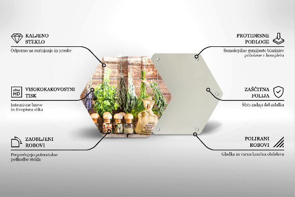 Tagliere in vetro Erbe spezie e legno