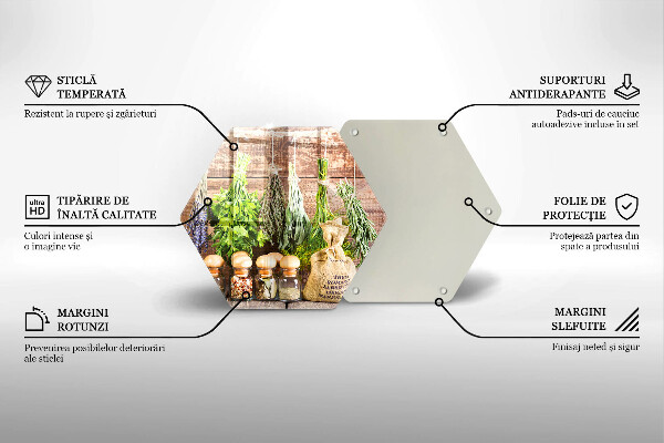 Tagliere in vetro Erbe spezie e legno