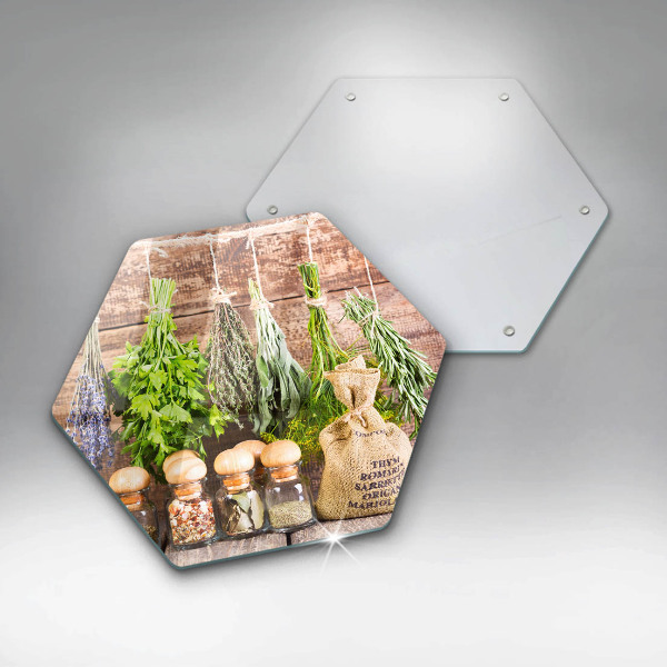 Tagliere in vetro Erbe spezie e legno