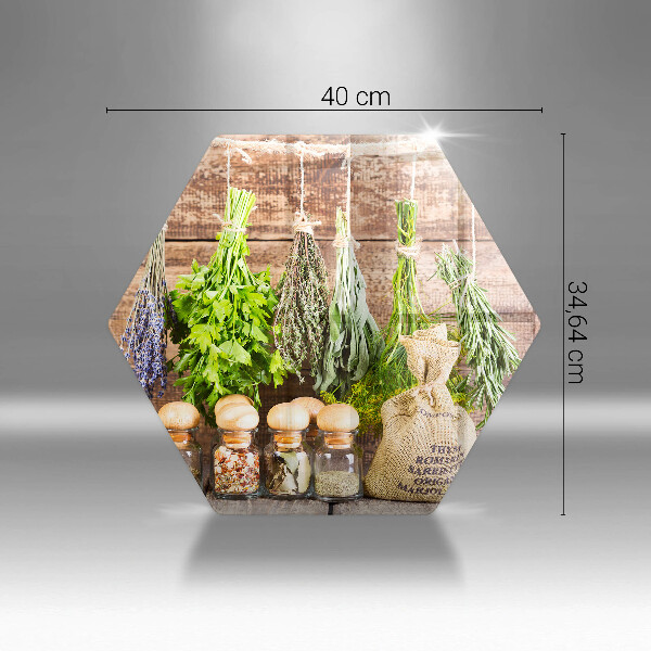 Tagliere in vetro Erbe spezie e legno