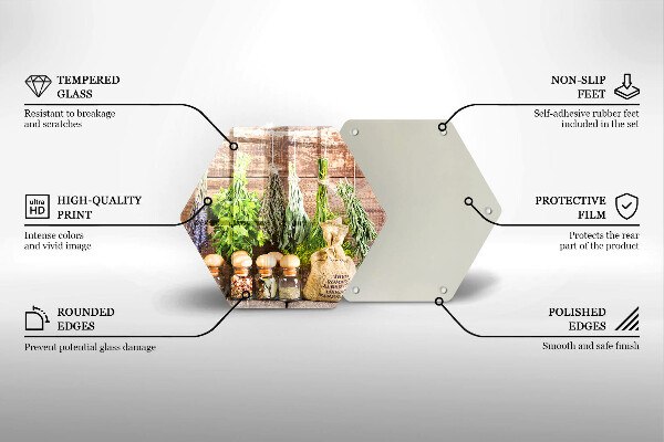 Tagliere in vetro Erbe spezie e legno