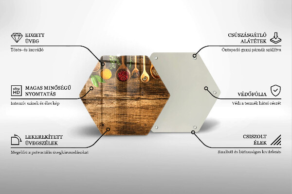 Tagliere in vetro Cucchiai di spezie in legno