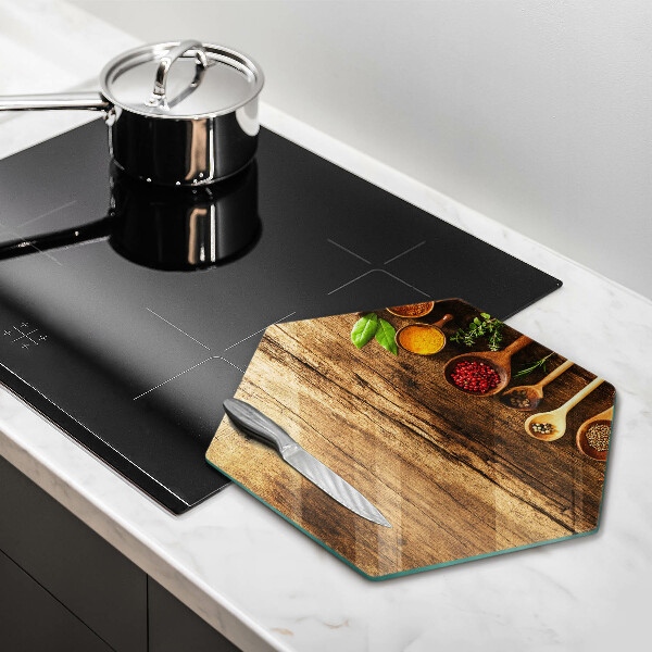 Tagliere in vetro Cucchiai di spezie in legno