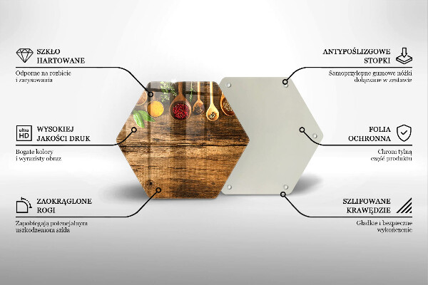 Tagliere in vetro Cucchiai di spezie in legno