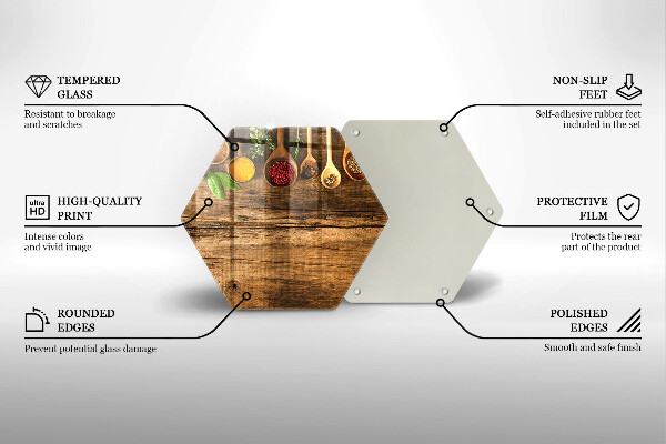 Tagliere in vetro Cucchiai di spezie in legno