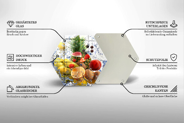 Tagliere in vetro Frutta succosa e acqua