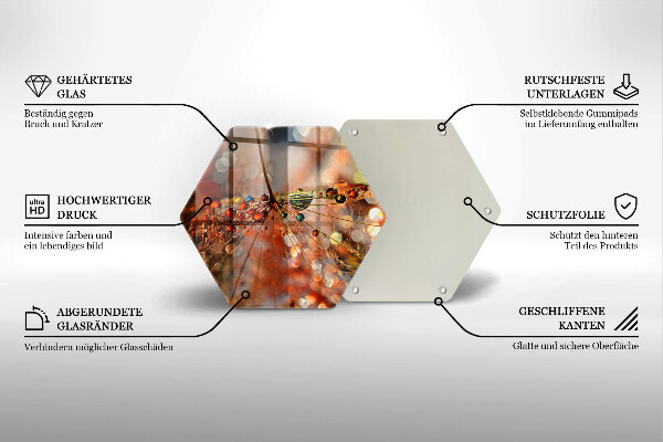 Tagliere in vetro Dente di leone bagnato