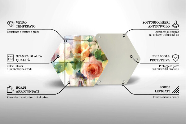 Tagliere in vetro Fiori dipinti