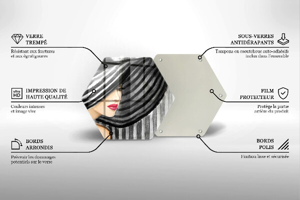 Tagliere in vetro Donna con un cappello