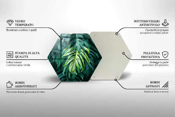 Tagliere in vetro Foglie selvatiche di monstera