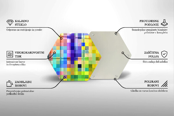 Tagliere in vetro Quadrati di pixel colorati