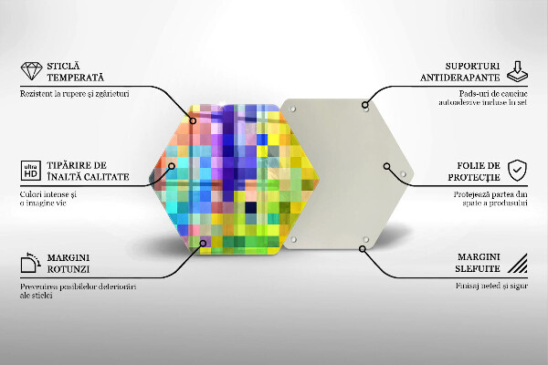 Tagliere in vetro Quadrati di pixel colorati