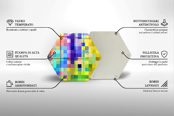 Tagliere in vetro Quadrati di pixel colorati