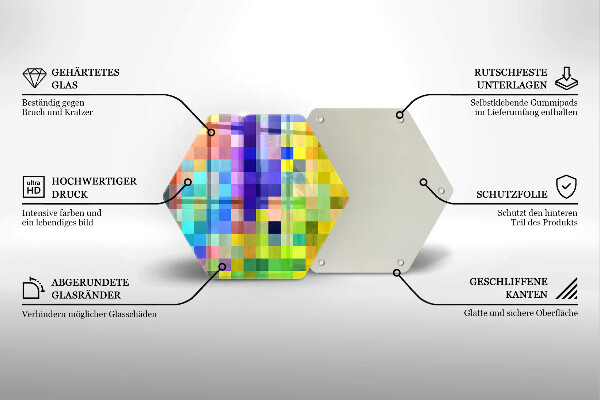 Tagliere in vetro Quadrati di pixel colorati