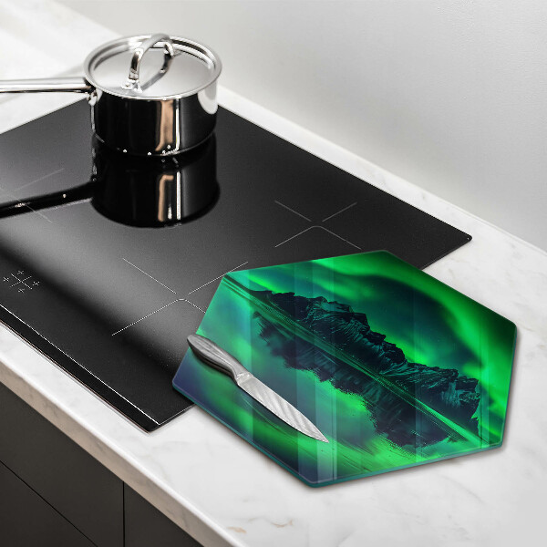 Tagliere in vetro Paesaggio dell'aurora boreale