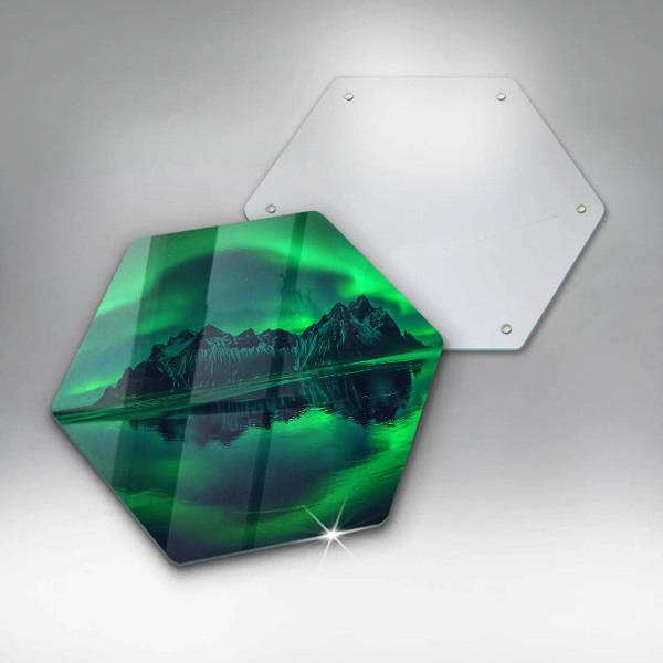 Tagliere in vetro Paesaggio dell'aurora boreale